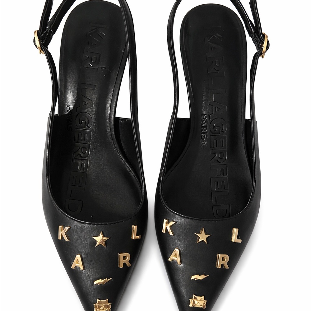 Karl Lagerfeld Black Heels with Gold Accents